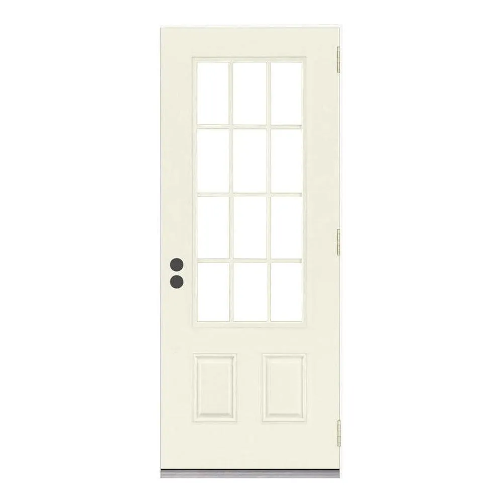 32 in. x 80 in. 12 Lite Primed Steel Prehung Left-Hand Outswing Back Door