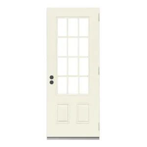 32 in. x 80 in. 12 Lite Primed Steel Prehung Left-Hand Outswing Back Door
