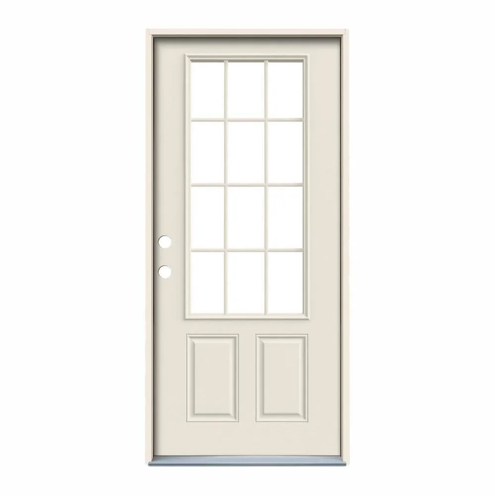 32 in. x 80 in. 12 Lite Primed Steel Prehung Right-Hand Inswing Back Door