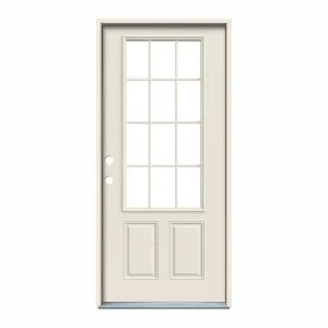 32 in. x 80 in. 12 Lite Primed Steel Prehung Right-Hand Inswing Back Door