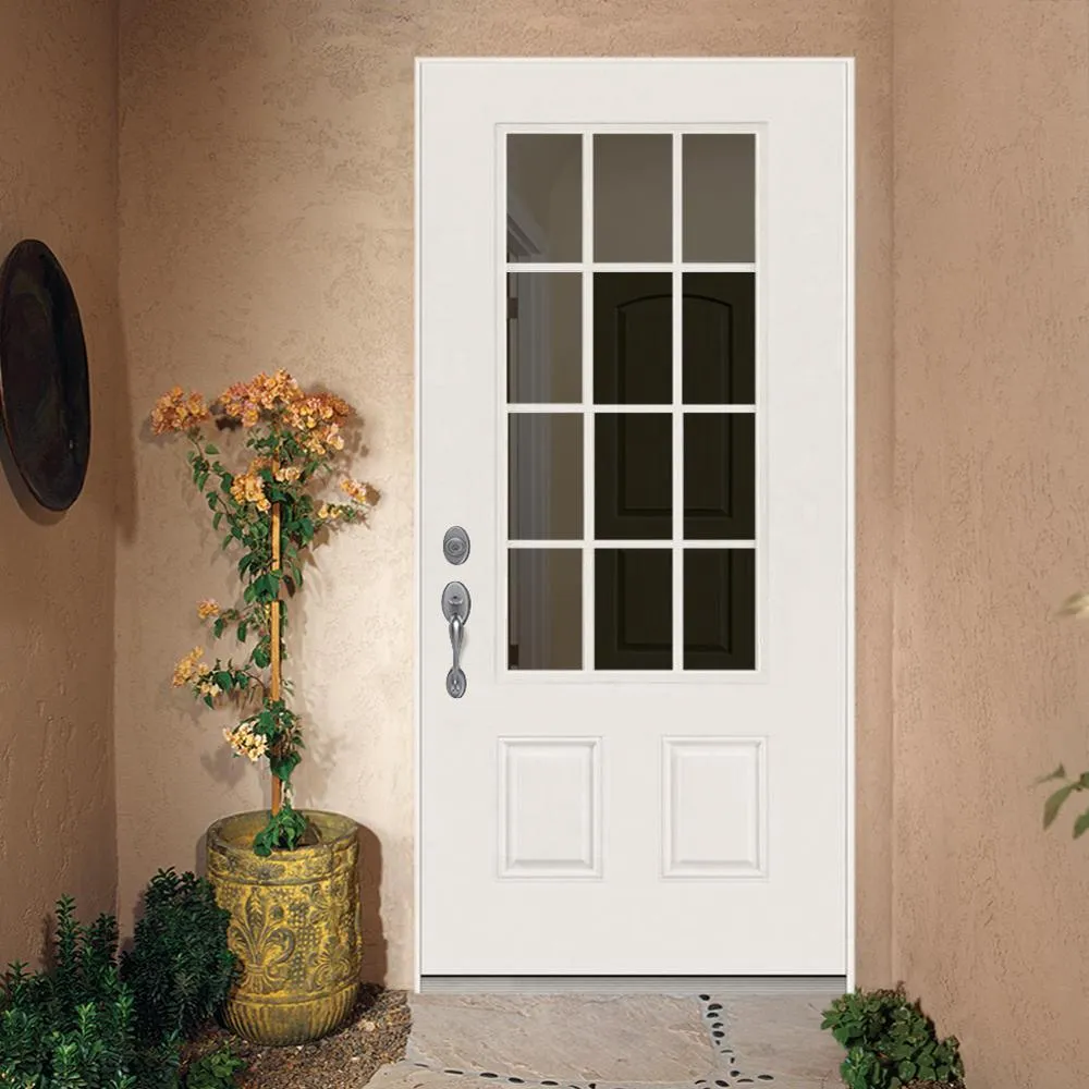 32 in. x 80 in. 12 Lite Primed Steel Prehung Right-Hand Inswing Back Door