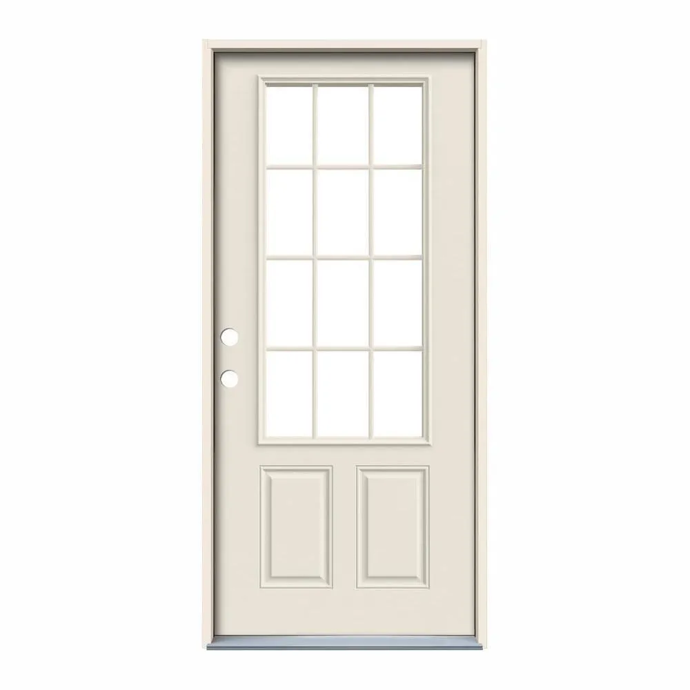 32 in. x 80 in. 12 Lite Primed Steel Prehung Right-Hand Inswing Back Door