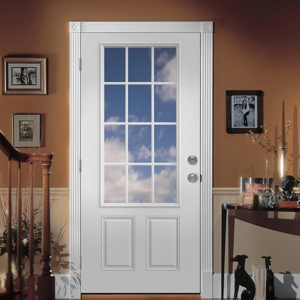 32 in. x 80 in. 12 Lite Primed Steel Prehung Right-Hand Inswing Back Door