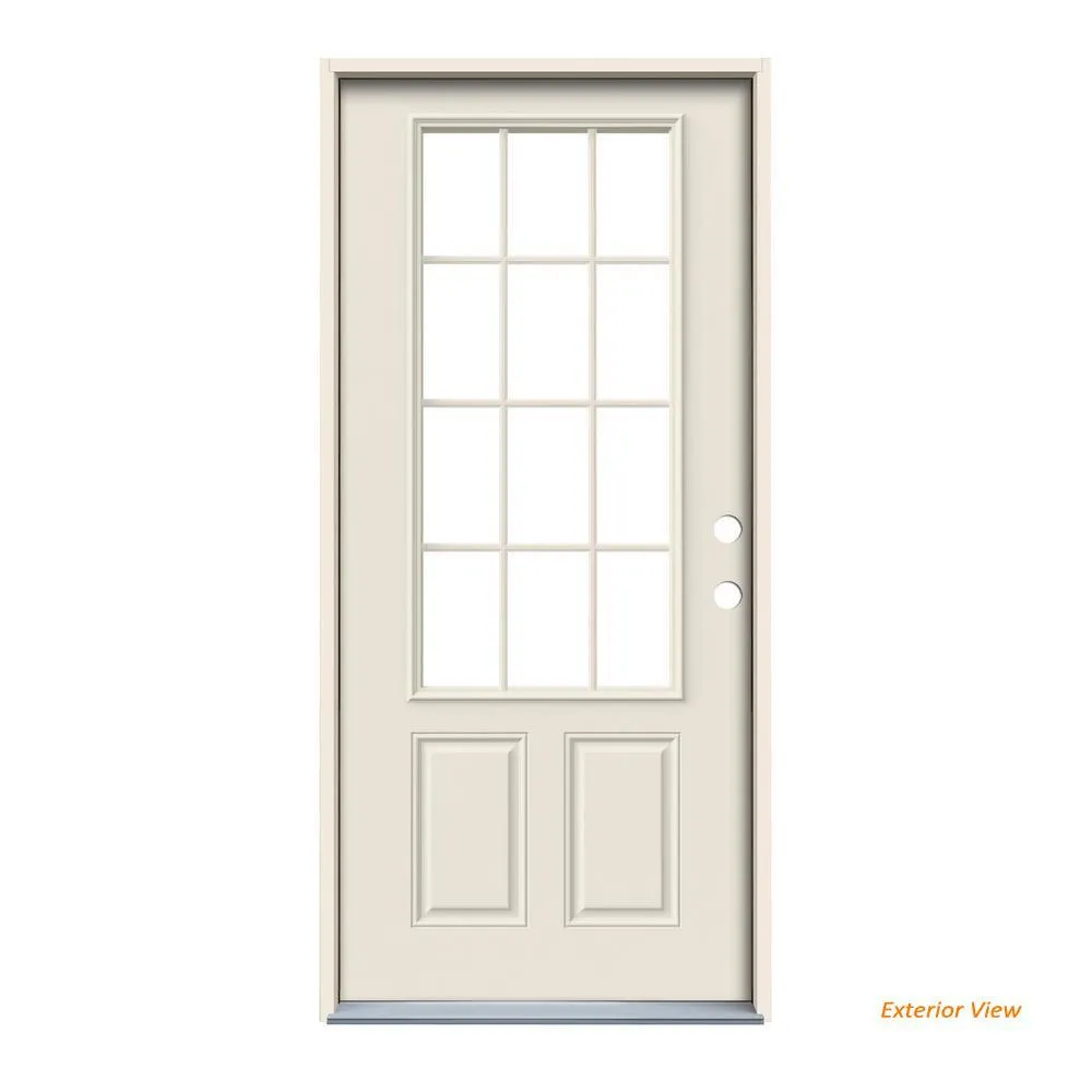 32 in. x 80 in. 12 Lite Primed Steel Prehung Right-Hand Inswing Back Door