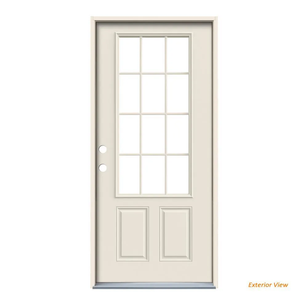 32 in. x 80 in. 12 Lite Primed Steel Prehung Right-Hand Inswing Back Door