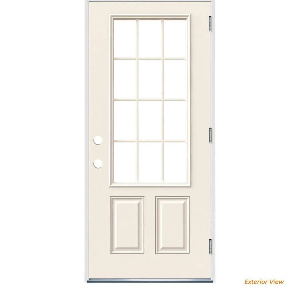36 in. x 80 in. 12 Lite Primed Steel Prehung Left-Hand Outswing Front Door