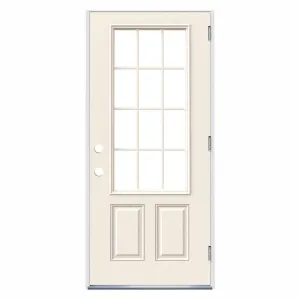 36 in. x 80 in. 12 Lite Primed Steel Prehung Left-Hand Outswing Front Door