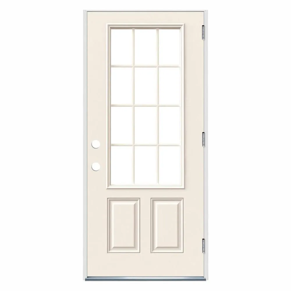 36 in. x 80 in. 12 Lite Primed Steel Prehung Left-Hand Outswing Front Door