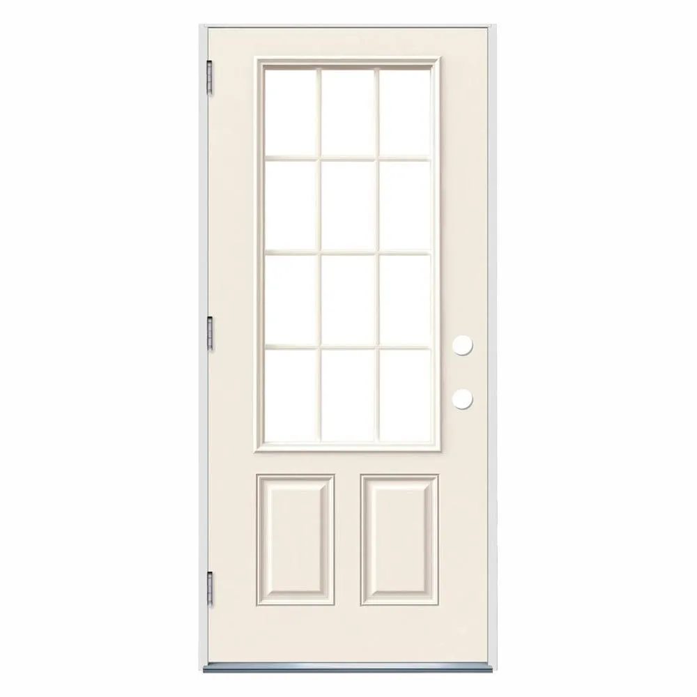 36 in. x 80 in. 12 Lite Primed Steel Prehung Left-Hand Outswing Front Door