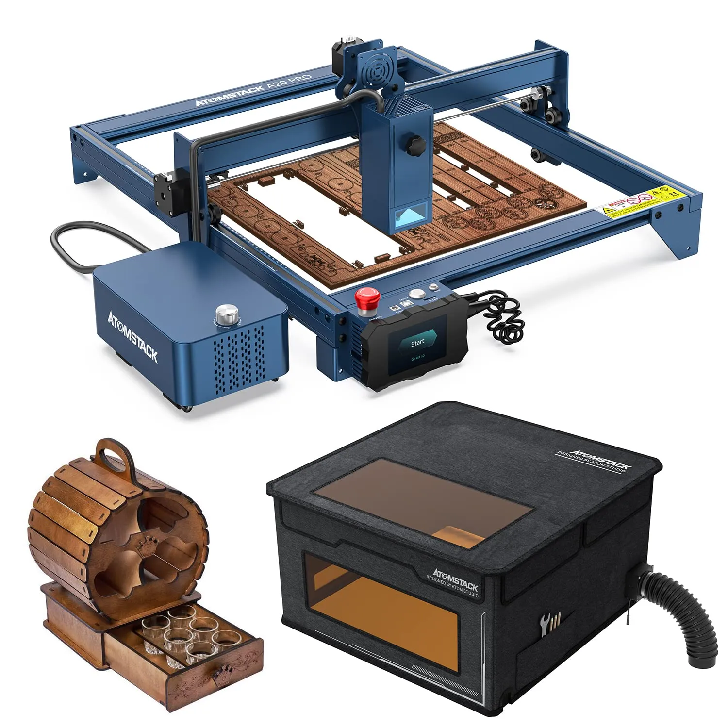ATOMSTACK A20 X20 S20 Pro Laser Engraving Machine With FB2 Protection Box and Air Assist 20W Output Power 130W DIY Laser Cutter