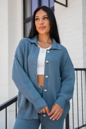 Colorado Trip Navy Collared Cardigan
