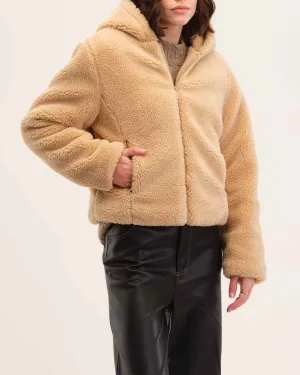 Cropped Hooded Sherpa Jacket