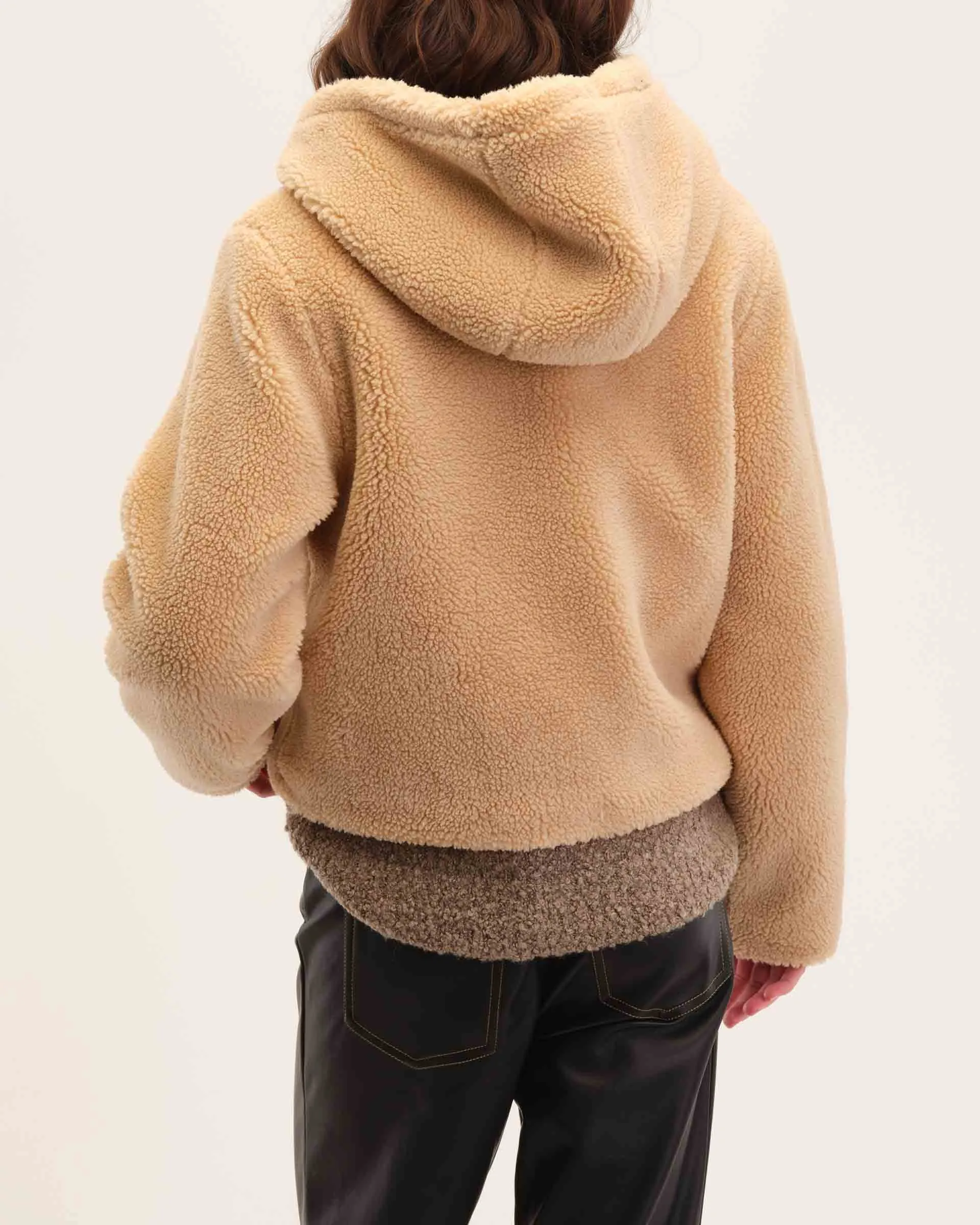 Cropped Hooded Sherpa Jacket