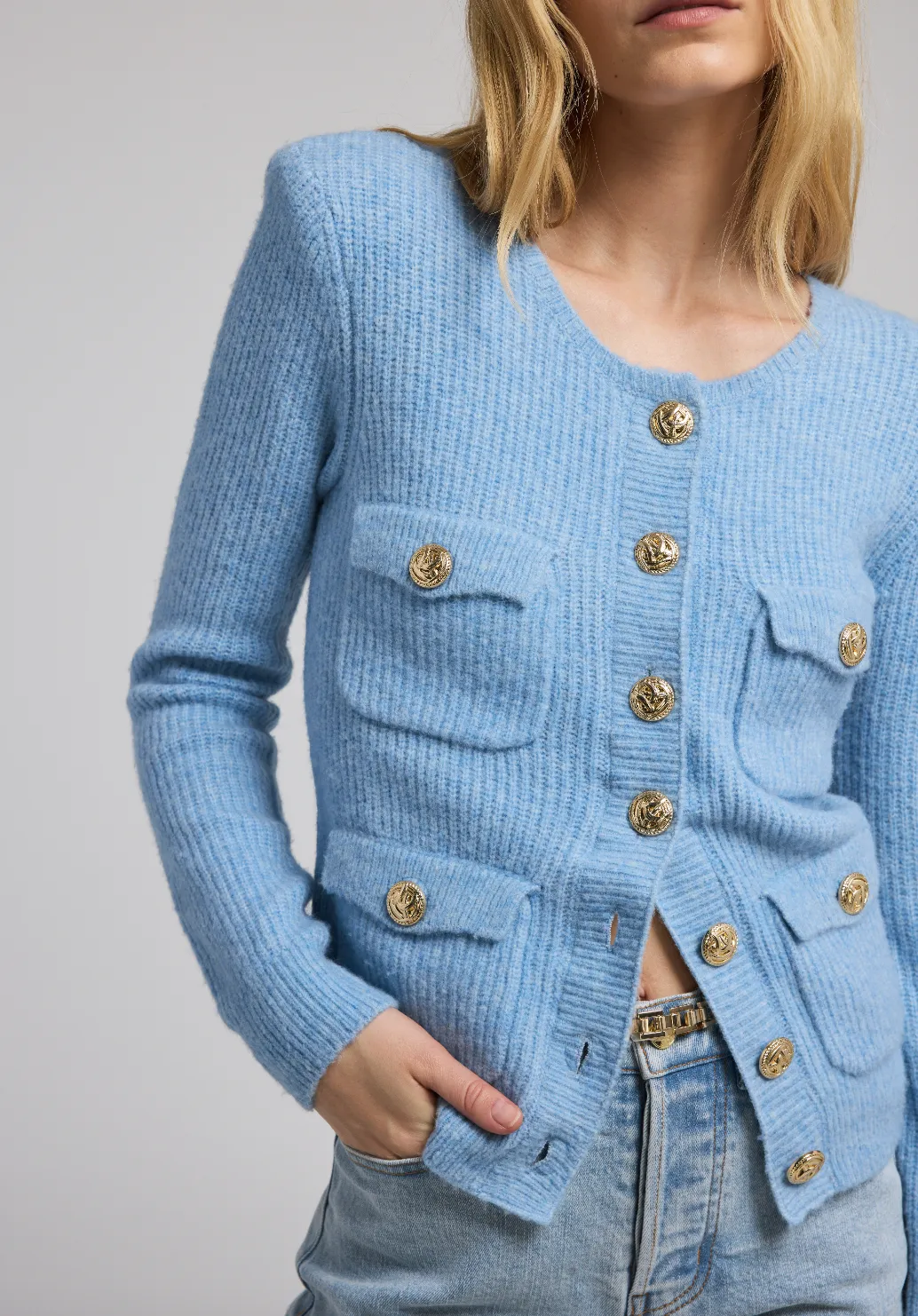 Ellison Rib Cardigan - Blue