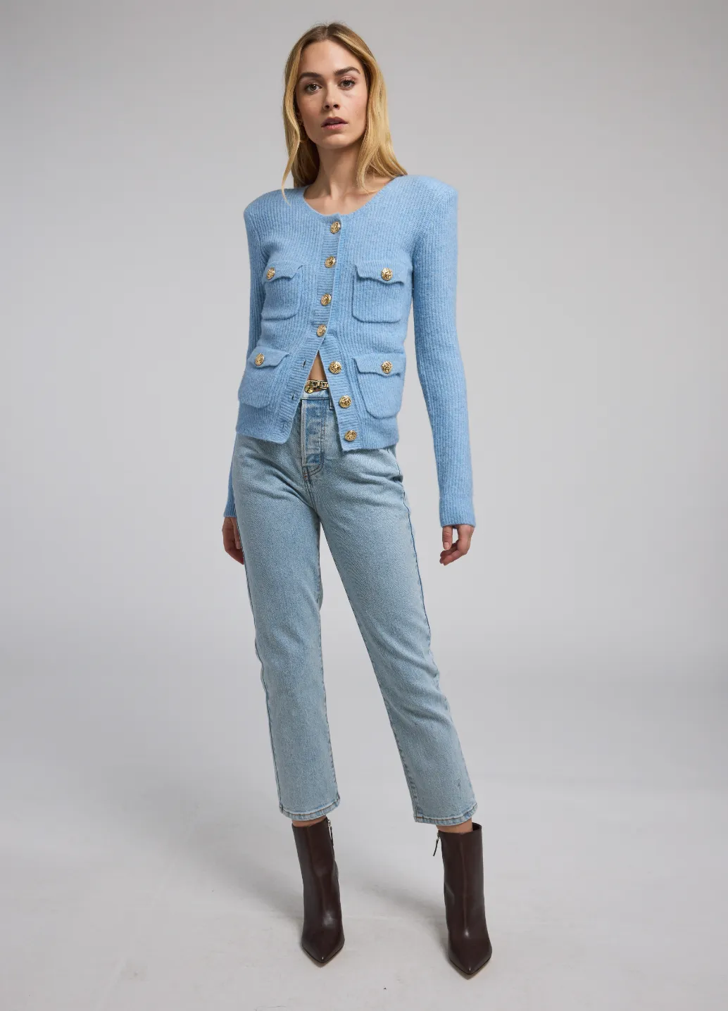 Ellison Rib Cardigan - Blue