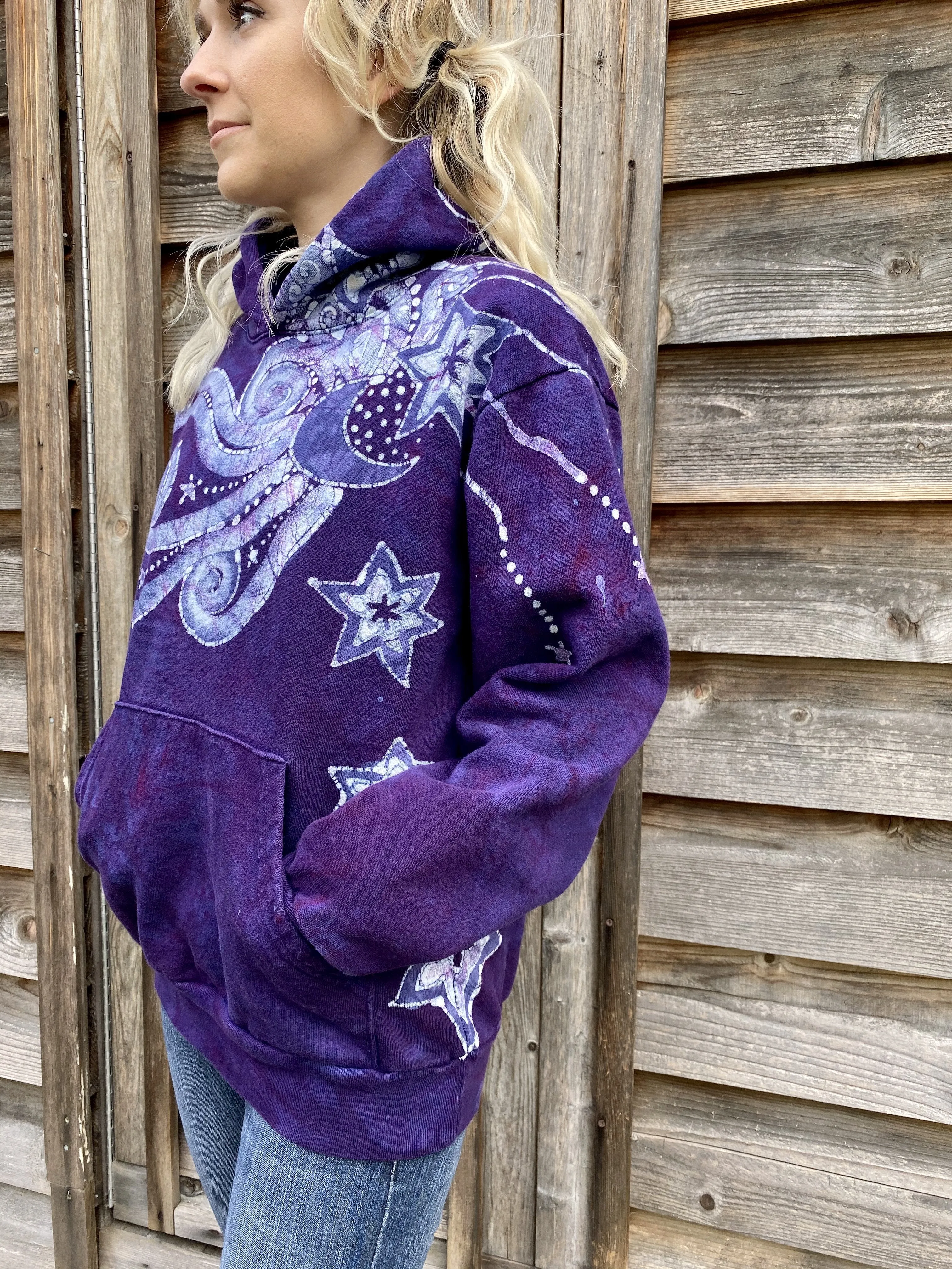 Galaxy Moonbeams Purple Pullover Hoodie - Size Small ONLY