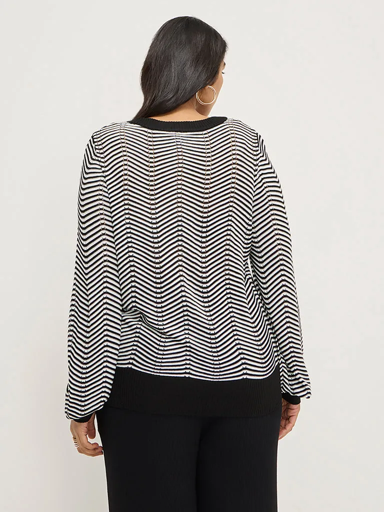 Gia Black Chevron Printed Sweater