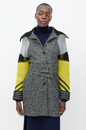 Grey & Yellow Knit Sleeve Jacket