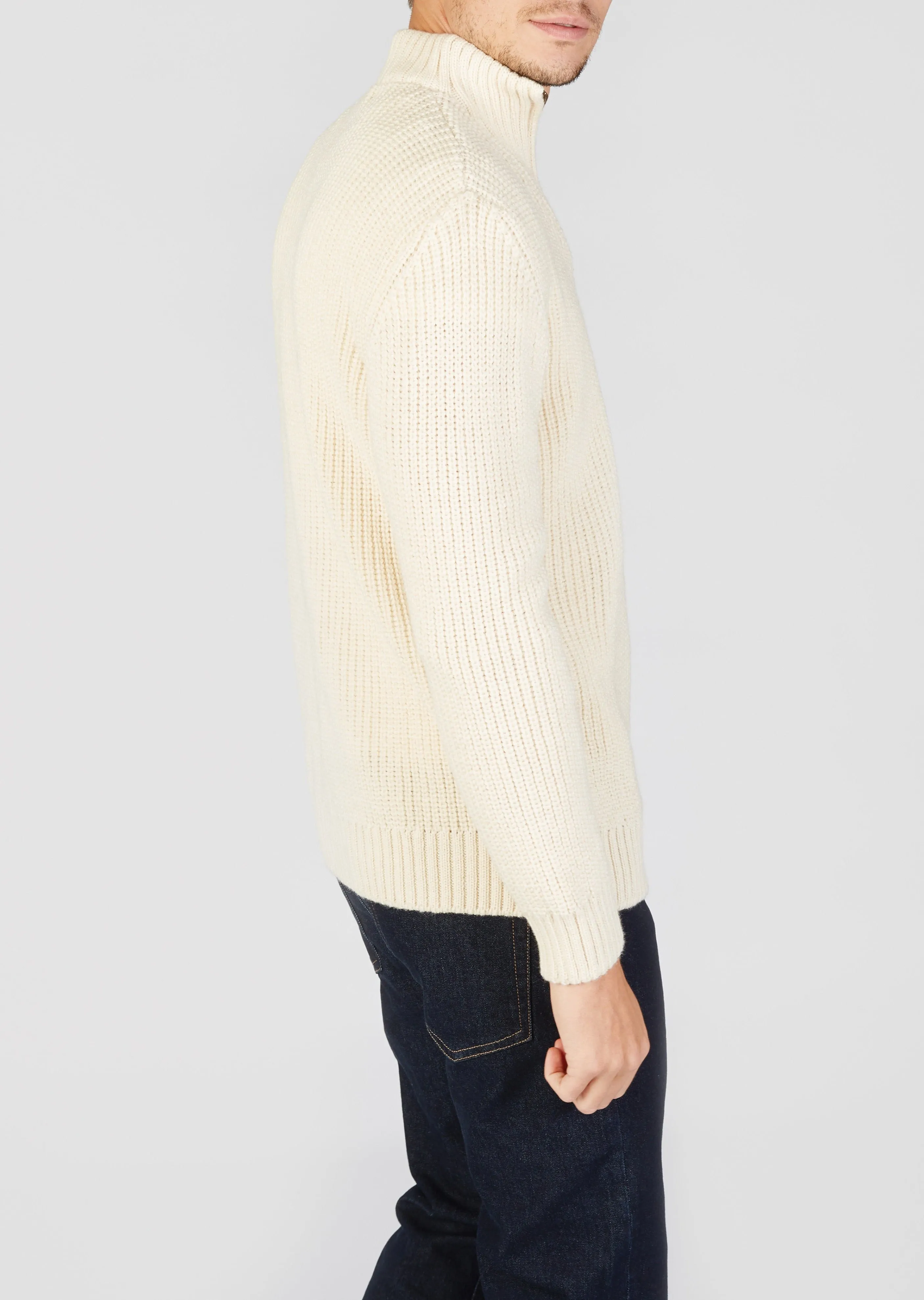 IrelandsEye Women's Ribbed Zip Neck Sweater | Natural