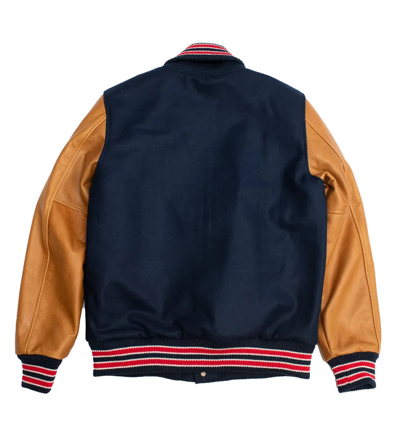 James Dant x Dehen - Varsity Jacket - Deep Navy, Rust