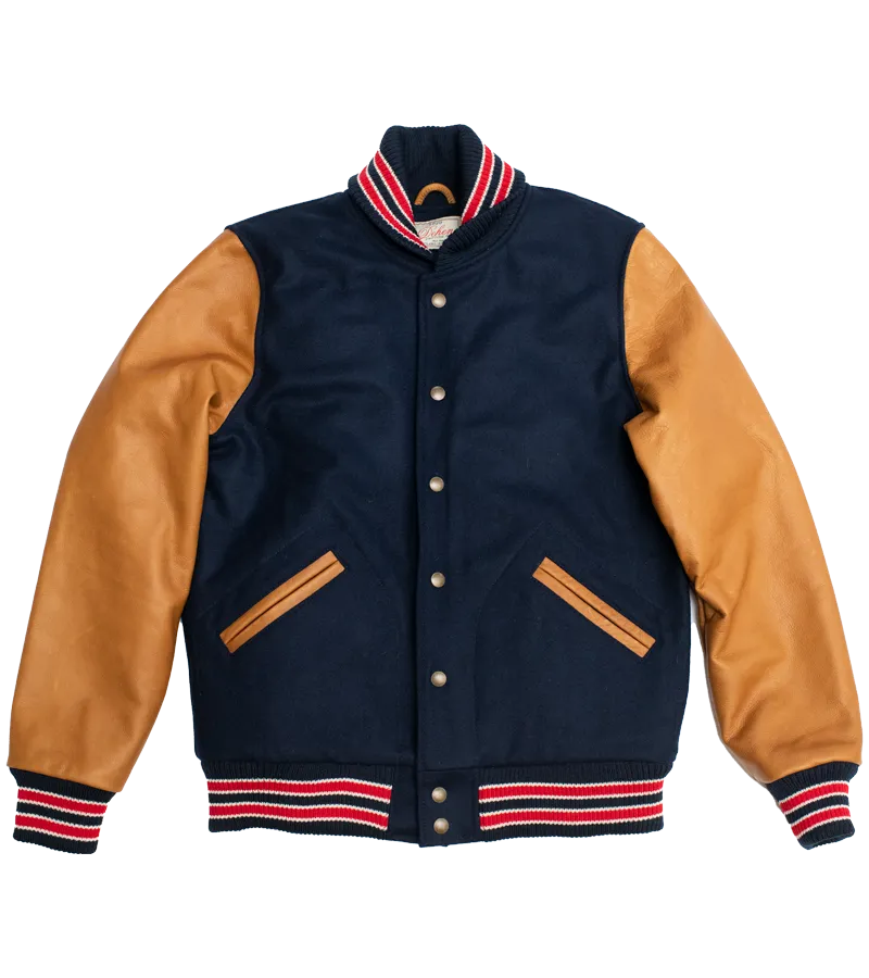 James Dant x Dehen - Varsity Jacket - Deep Navy, Rust