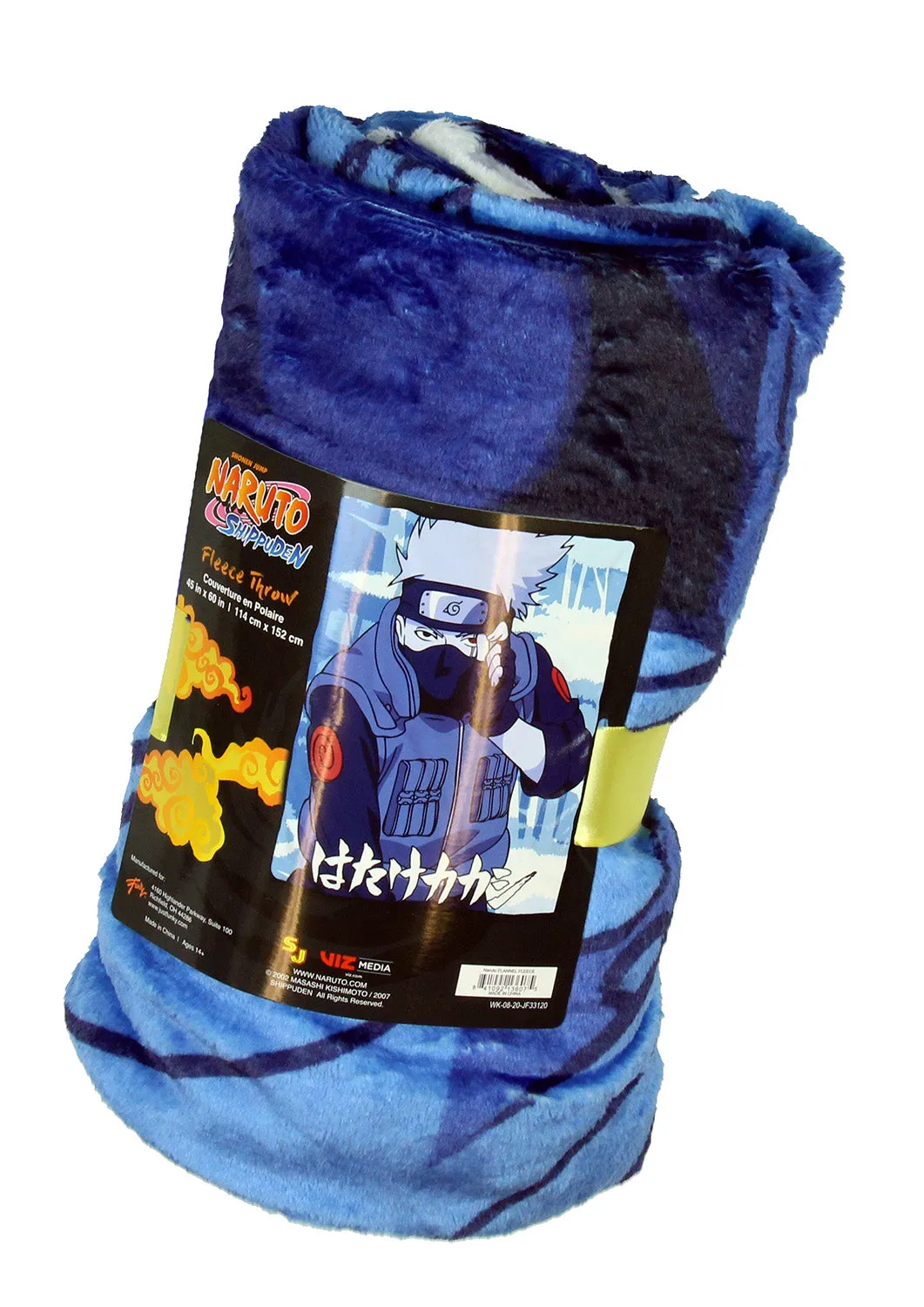 Naruto Shippuden Kakashi Hatake Japanese Script Super Plush Fleece Throw Blanket