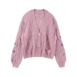 Pre Order: Twinkle Sleeves Buttoned Knitted Cardigan