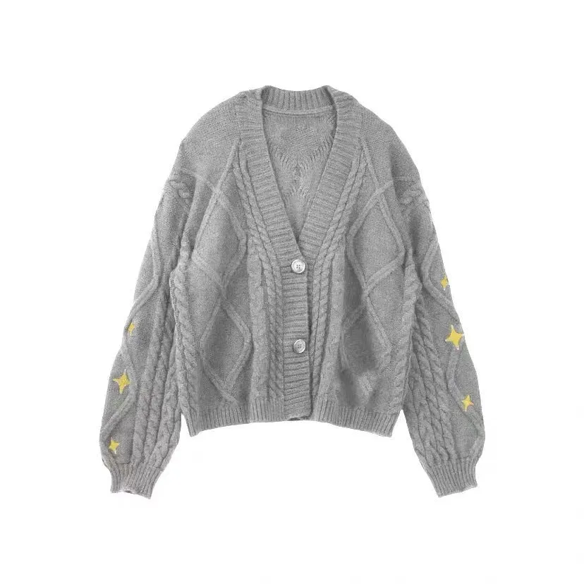 Pre Order: Twinkle Sleeves Buttoned Knitted Cardigan