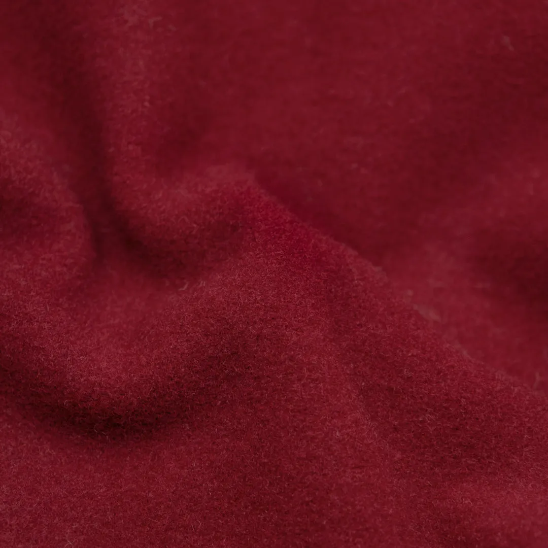 Remnant - 60cm - Deadstock Felted Wool Blend Coating - Cranberry