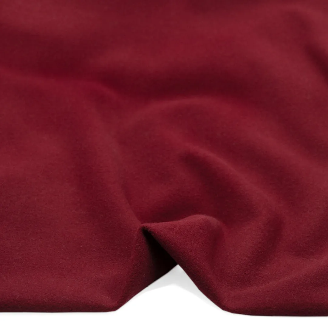 Remnant - 60cm - Deadstock Felted Wool Blend Coating - Cranberry