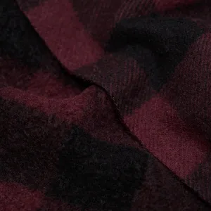 Remnant - 70cm - Deadstock Buffalo Check Recycled Wool Blend Coating - Cabernet