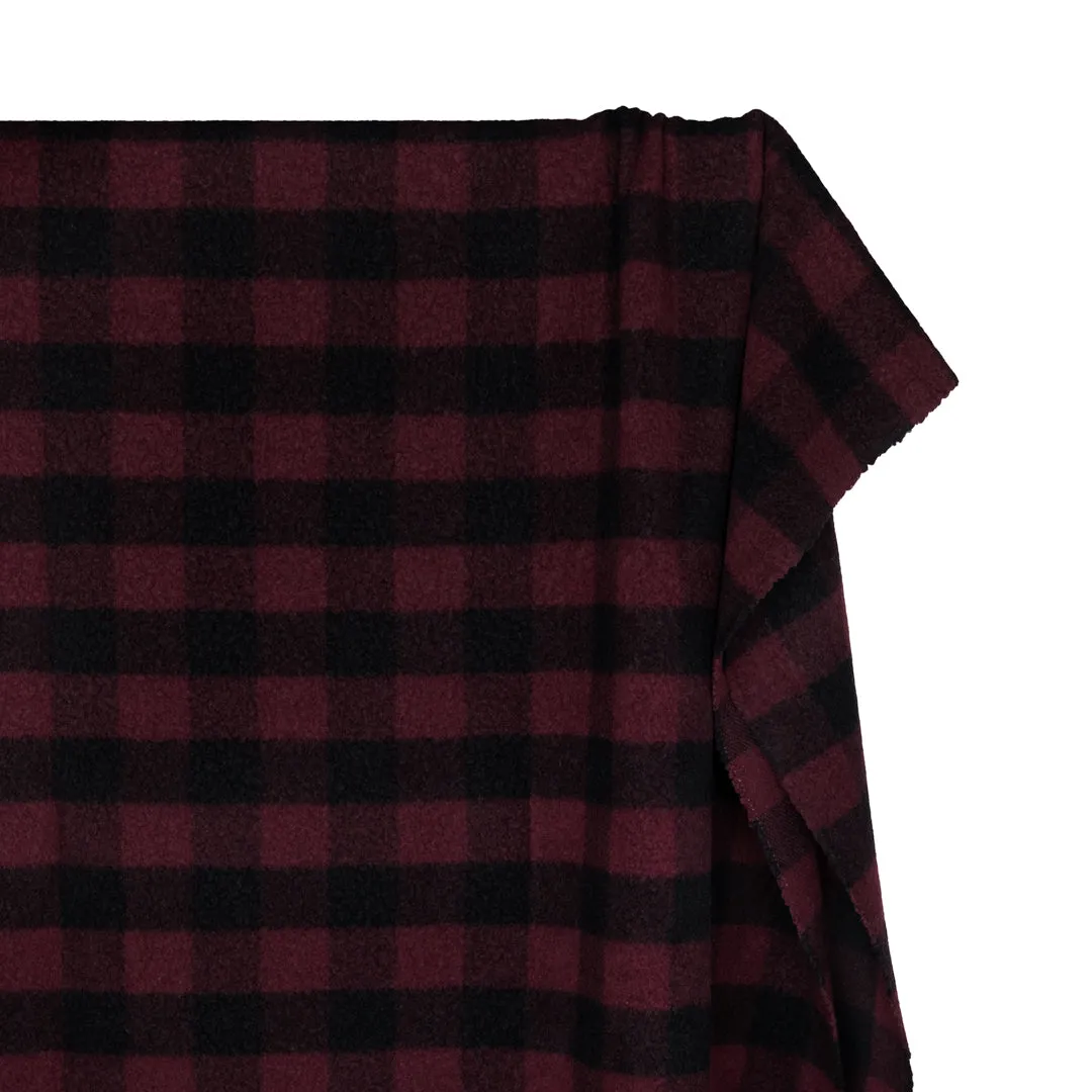 Remnant - 70cm - Deadstock Buffalo Check Recycled Wool Blend Coating - Cabernet