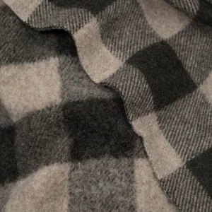 REMNANT - 90cm - Deadstock Buffalo Check Recycled Wool Blend Coating - Umber