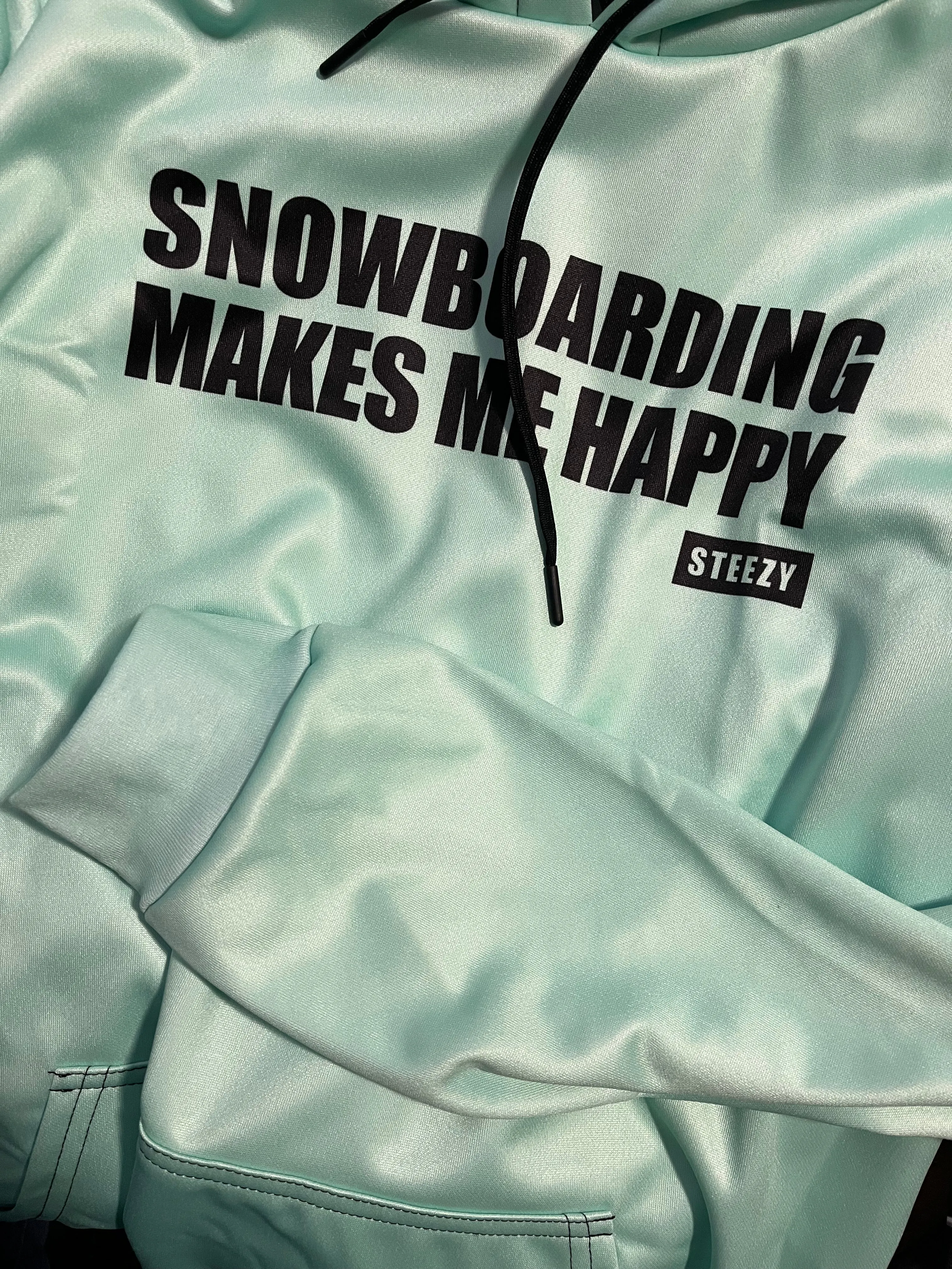 Snowboarding Makes Me Happy Hoodie (Mint)