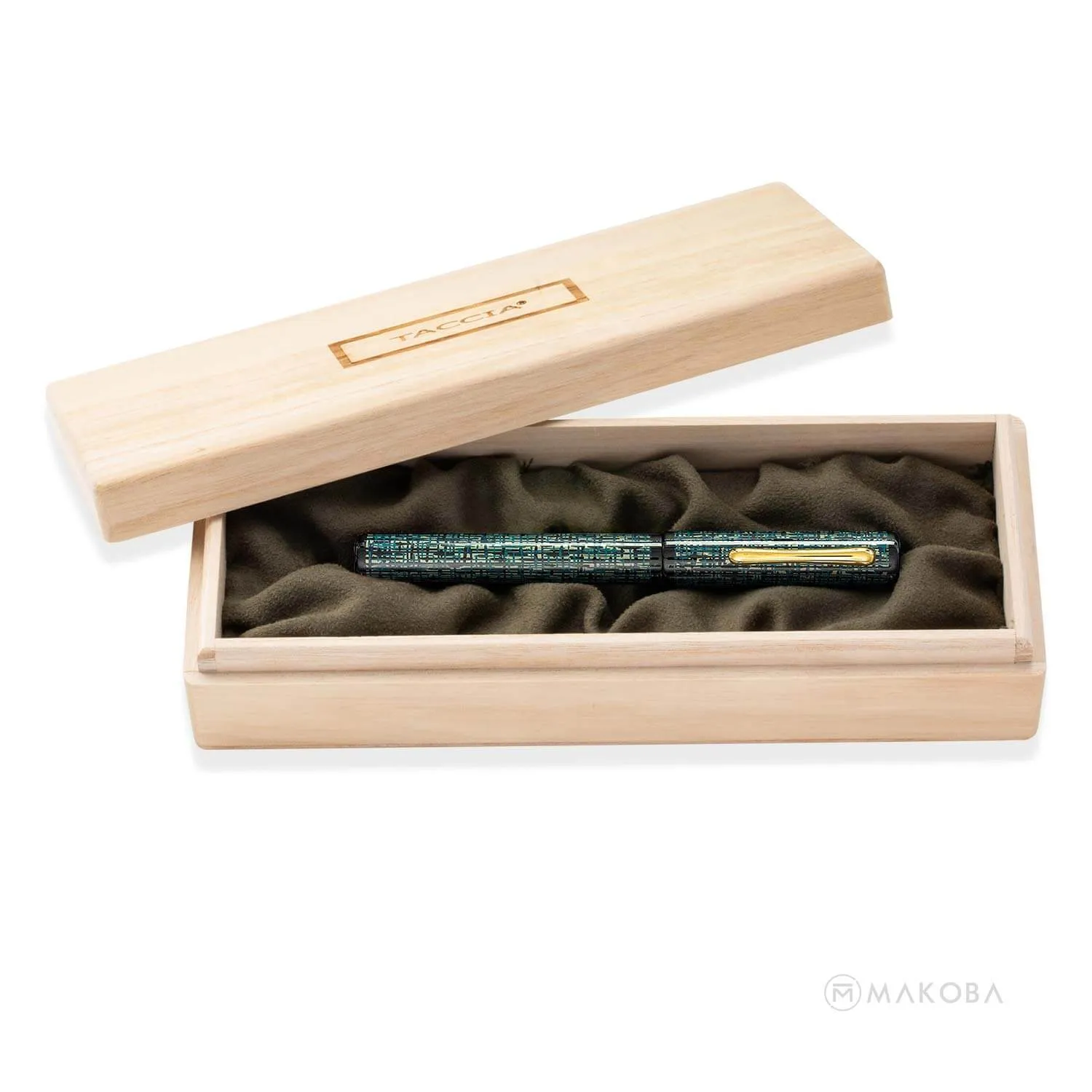 Taccia Tweed Limited Edition Fountain Pen, Turquoise Black - 14K Gold Nib