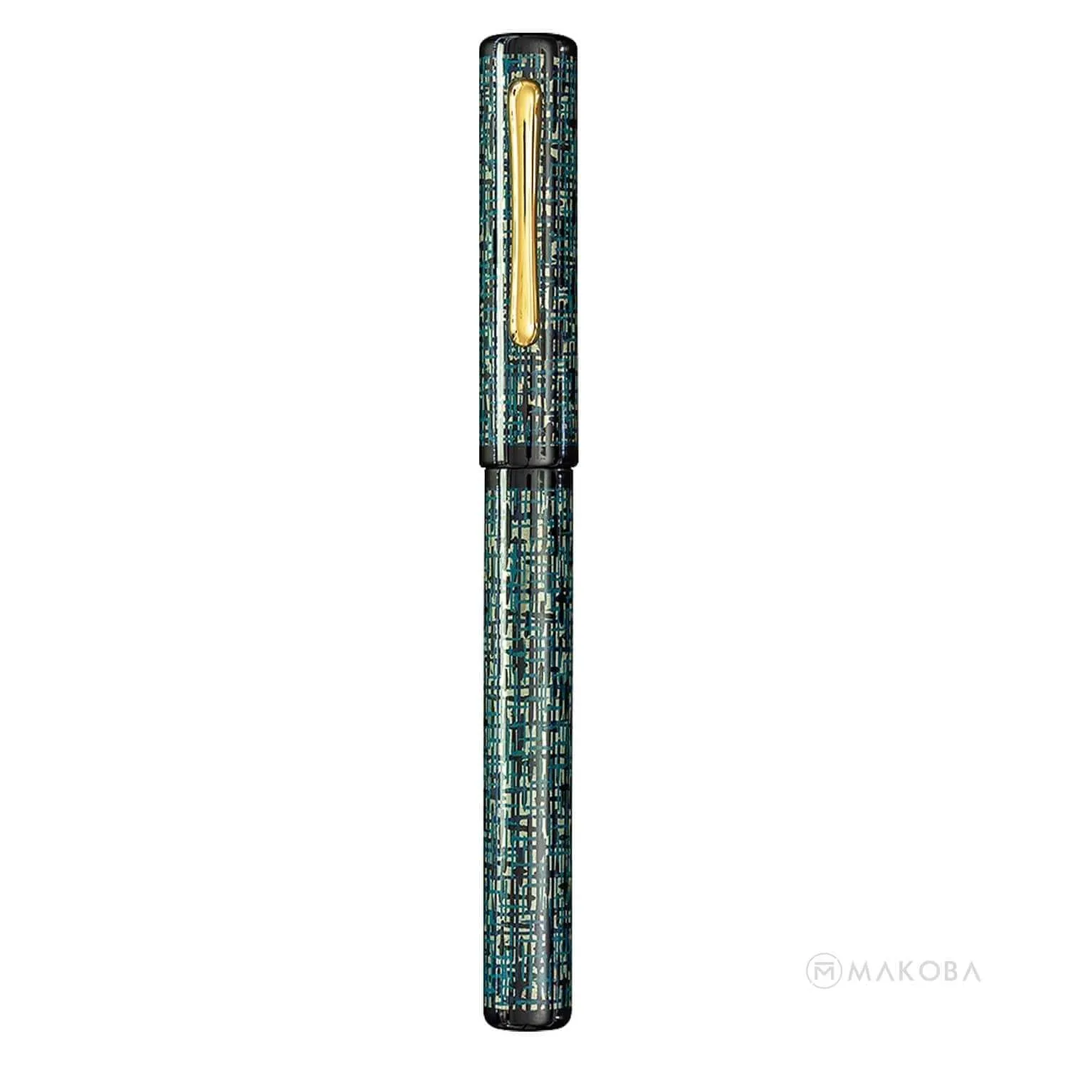Taccia Tweed Limited Edition Fountain Pen, Turquoise Black - 14K Gold Nib