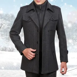Thick Thermal Long Sleeve Woolen Windbreaker Jacket