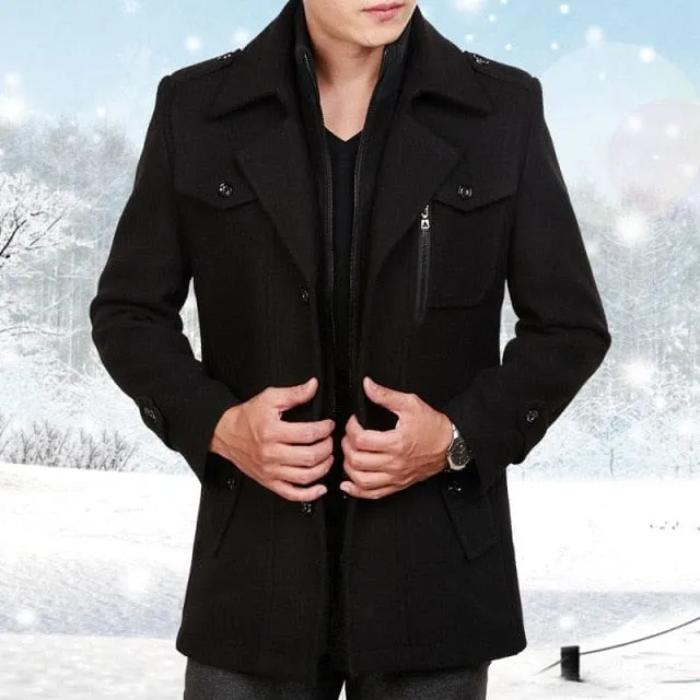 Thick Thermal Long Sleeve Woolen Windbreaker Jacket