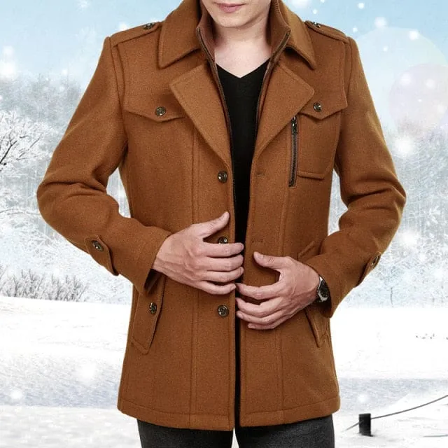 Thick Thermal Long Sleeve Woolen Windbreaker Jacket