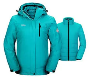 Wantdo Women's Winter Ski Jacket Water Resistant 3-in-1 Jacket Puff Liner