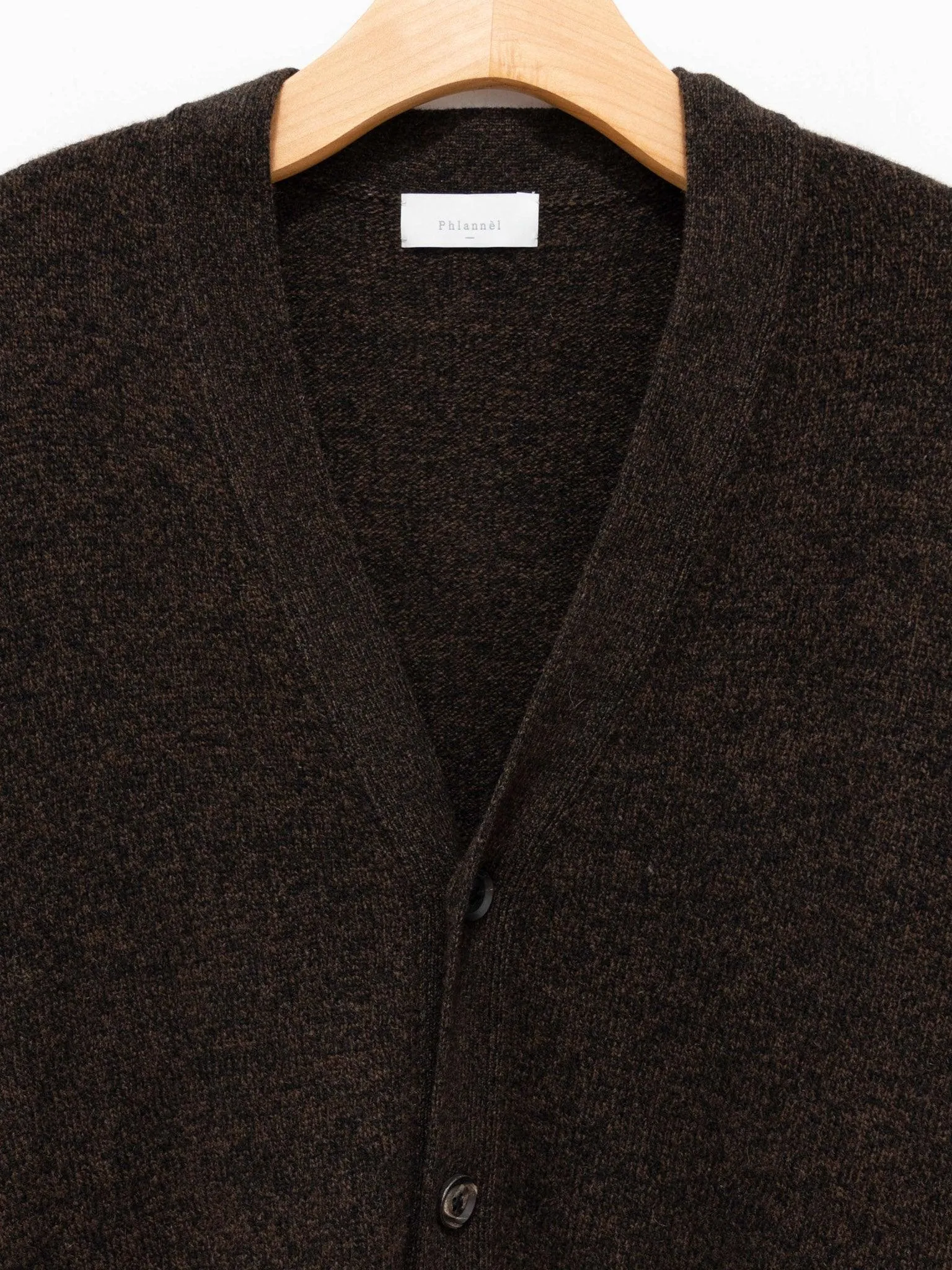 Wool Yak Guernsey Cardigan - Brown x Black