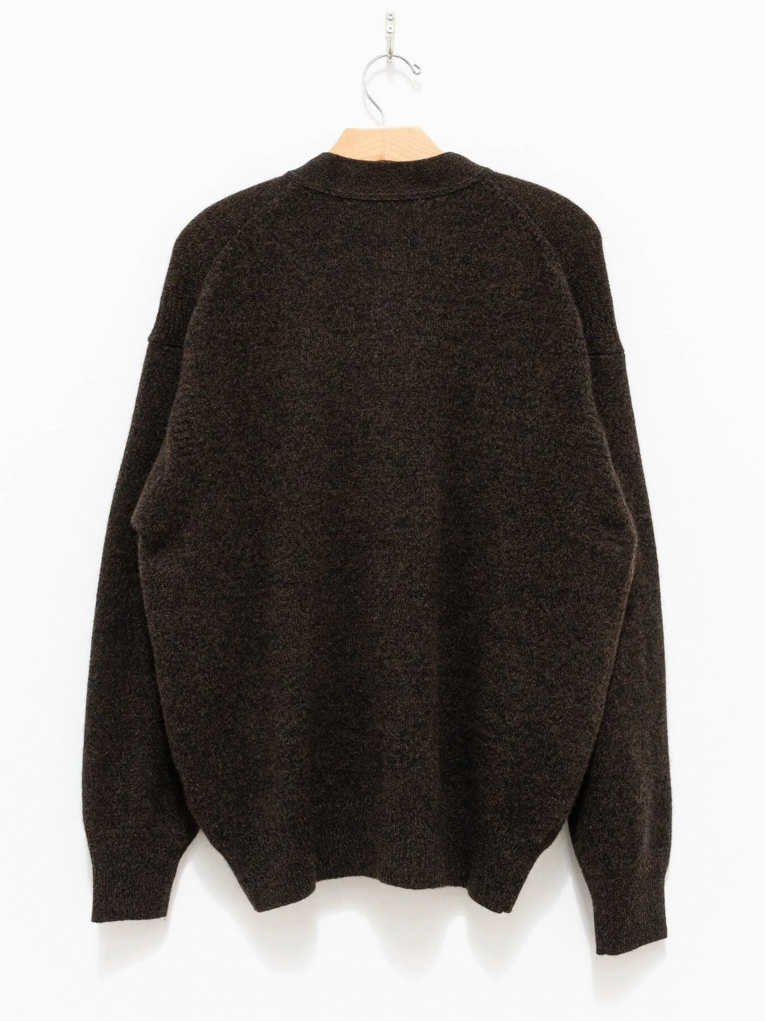 Wool Yak Guernsey Cardigan - Brown x Black