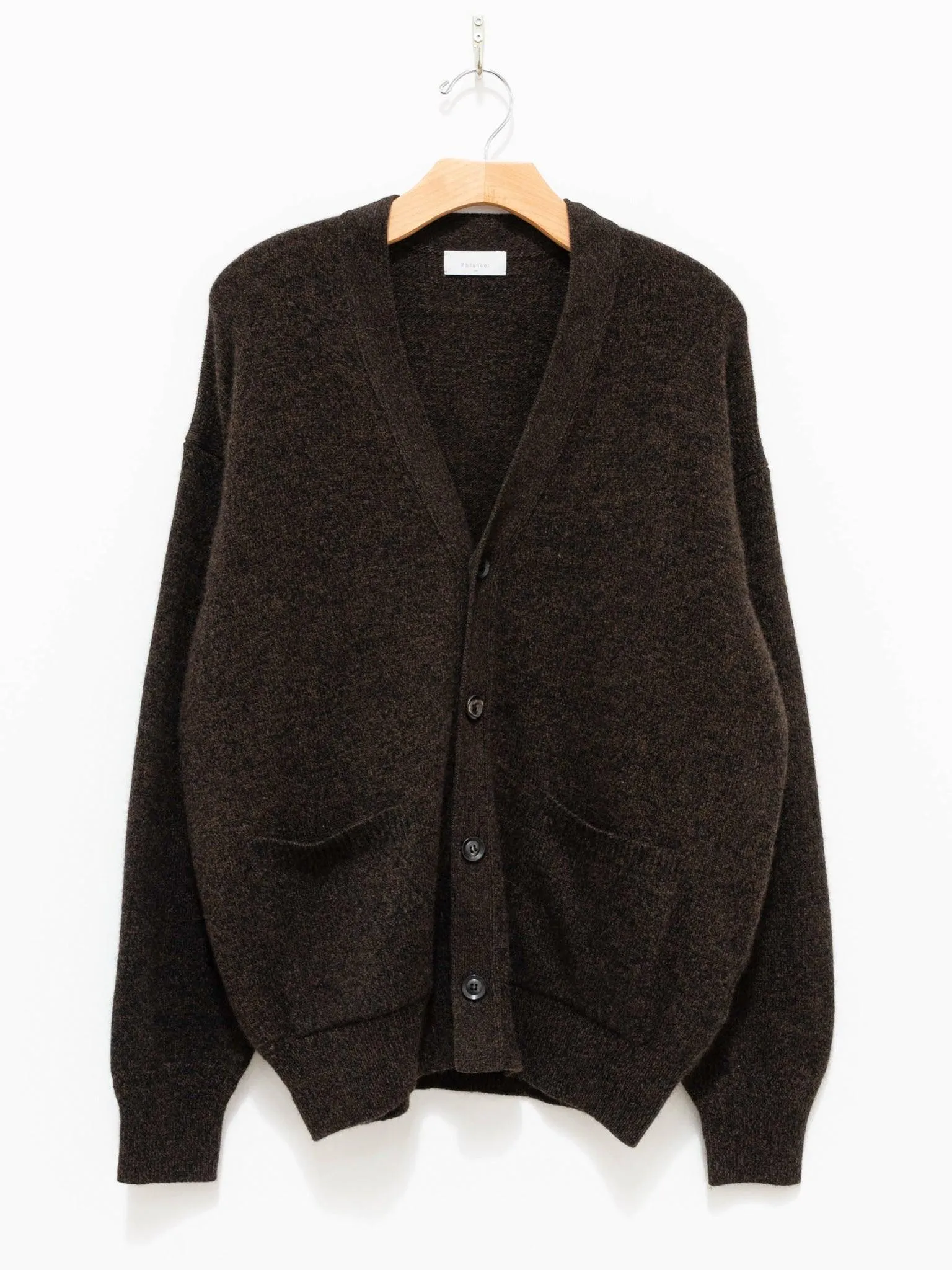 Wool Yak Guernsey Cardigan - Brown x Black