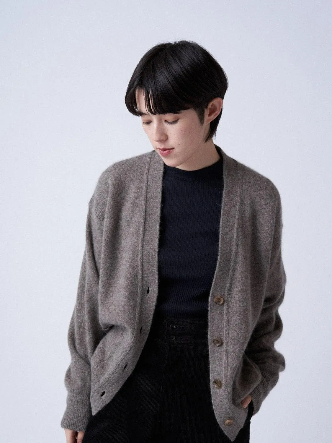 Wool Yak Guernsey Cardigan - Ivory